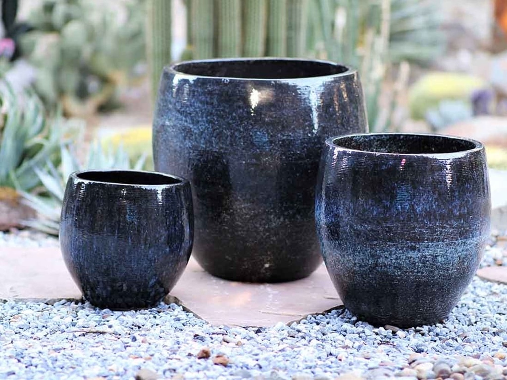 [PY-1704IBL-S3] CAPE COD VILLA PLANTER, ICE BLUE, SET OF 3 - 19.5"X19.5", 15.5"X15.5", 12.0"X12.0