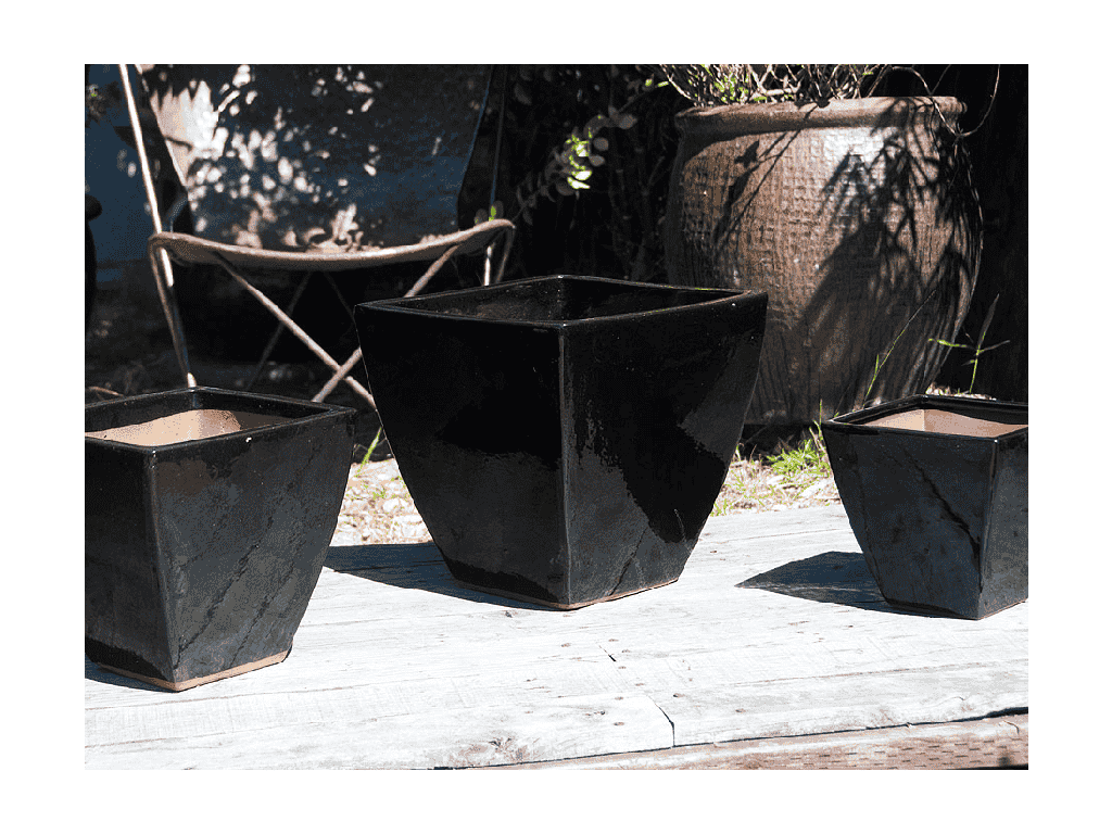 [PY-1820BLK-S3] PETALUMA SQUARE TAPERED PLANTER,BLACK, SET OF 3