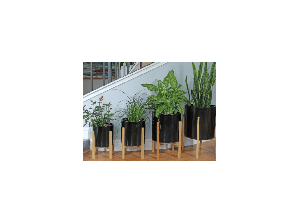 [PY-5178BLK-S4] ARECA PALM PLANTER, BLACK, SET OF 4- 14.0"X14.0" , 12.0"X12.0", 10.0"X10.0" , 8.5"X8.5"