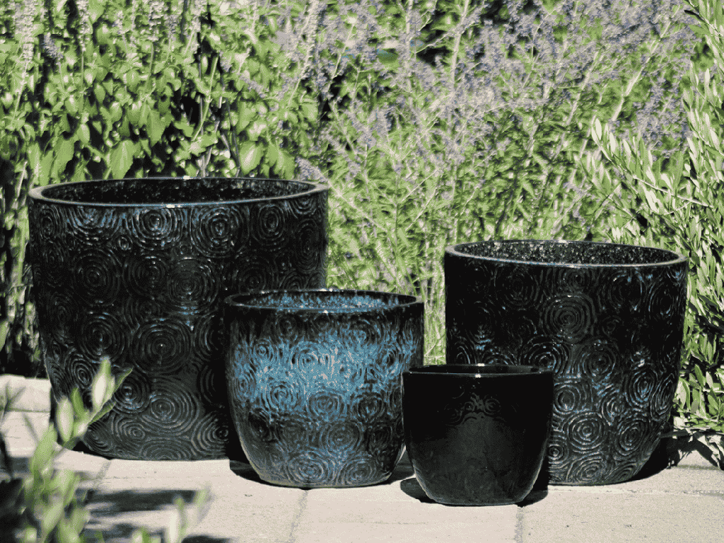 [PY-5214IBL-S3] SUWANNEE PLANTER, ICE BLUE, SET OF 3 - 14.0"X13.5", 11.5"X10.0", 8.5"X7.5"
