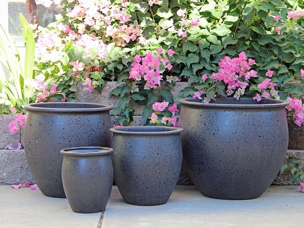 [PY-5250IRN-S3] CLASSIC FISH BOWL PLANTER, IRON, SET OF 3 - 15"x15", 12"x12" ,8"x9"