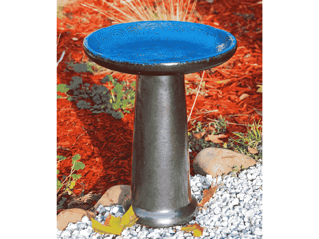[PY-AB1706FBL] SUWANEE BIRDBATH/LOCKING TOP, FALLING BLUE, 15"X19"