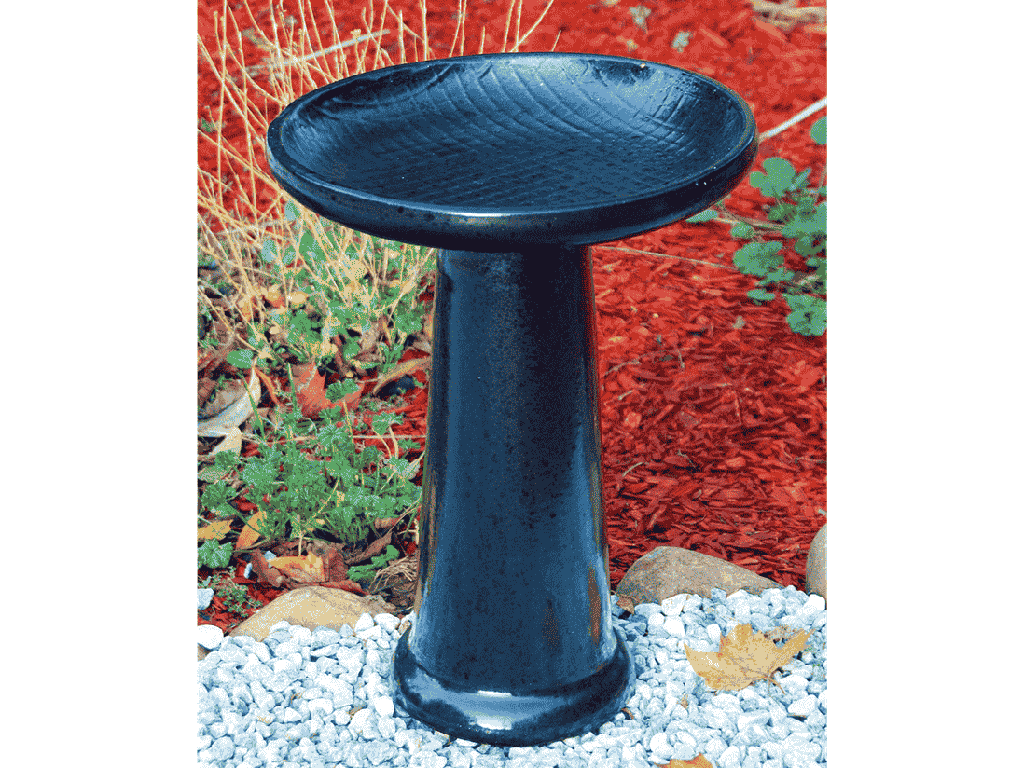 [PY-AB1707IRN] CHECKERBOARD BIRDBATH/LOCKING TOP, IRON, 15"X19"