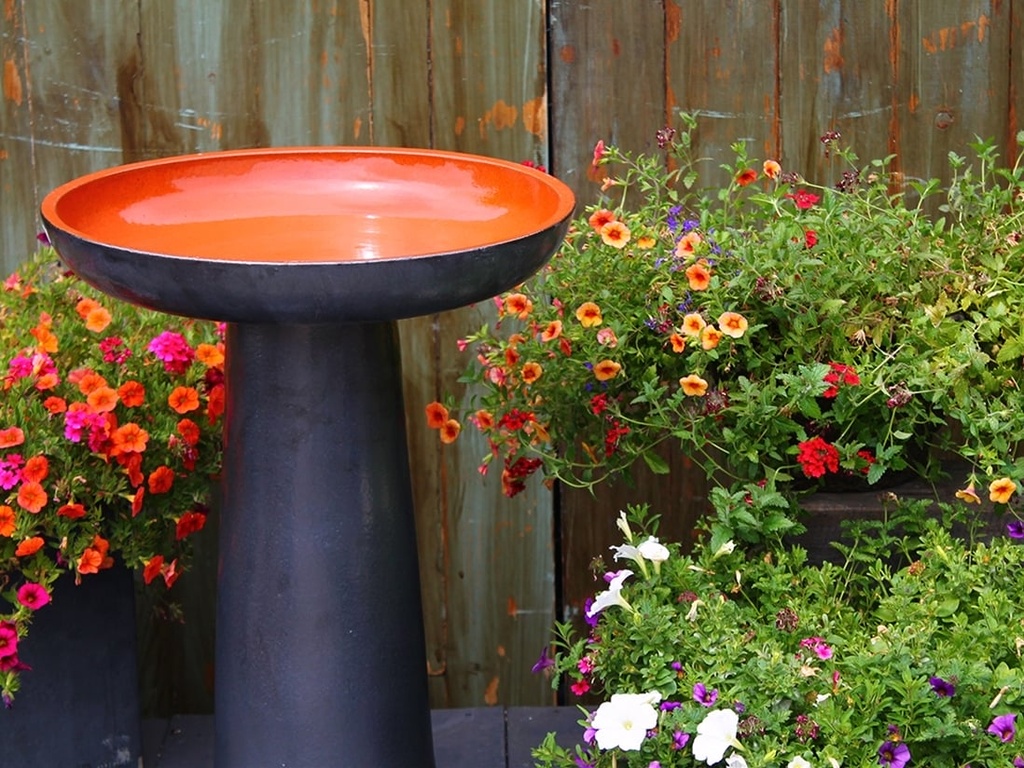 [PY-AB5207ORG] VICHY BIRDBATH/LOCKING TOP, ORANGE, 19"X27.50"