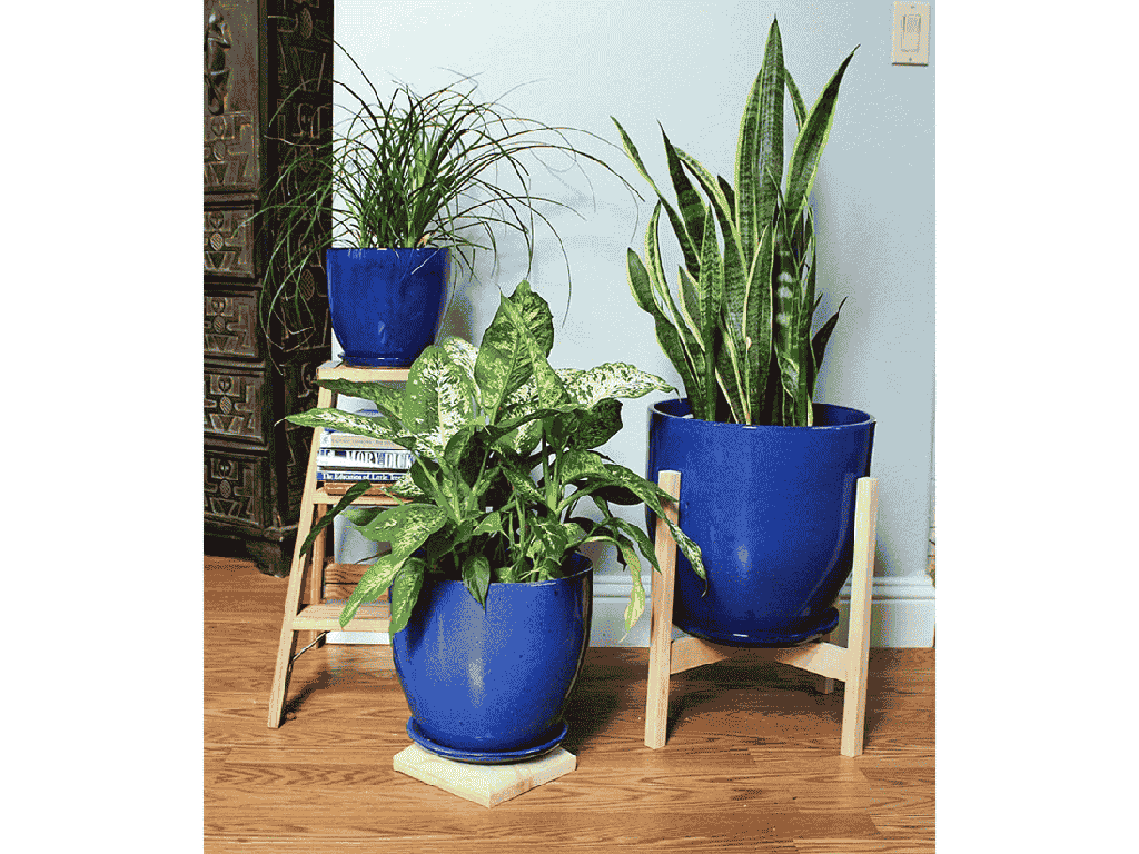 [PY-AS1025FBL-D] VALENCIA PLANTER WITH ATTACHED SAUCER, FALLING BLUE, 8.5"X7.5"