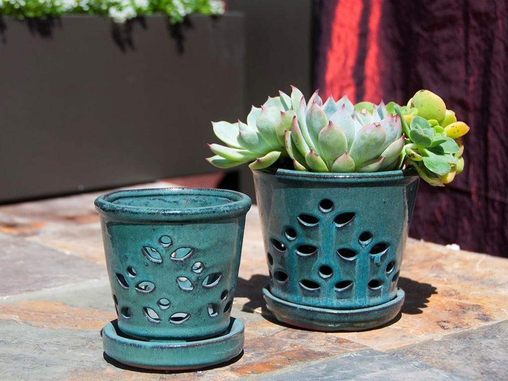 [PY-O5078JDE-A-C4] WAIKIKI ORCHID POT, JADE, 7.5" X 6" (SELL BY CASE OF 4)