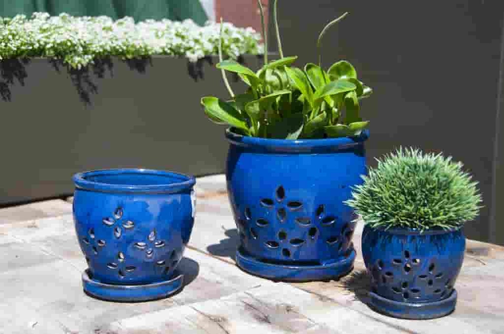 [PY-O5079FBL-B-C6] HILO ORCHID POT, FALLING BLUE, 6" X 5", (SOLD BY CASE OF 6)