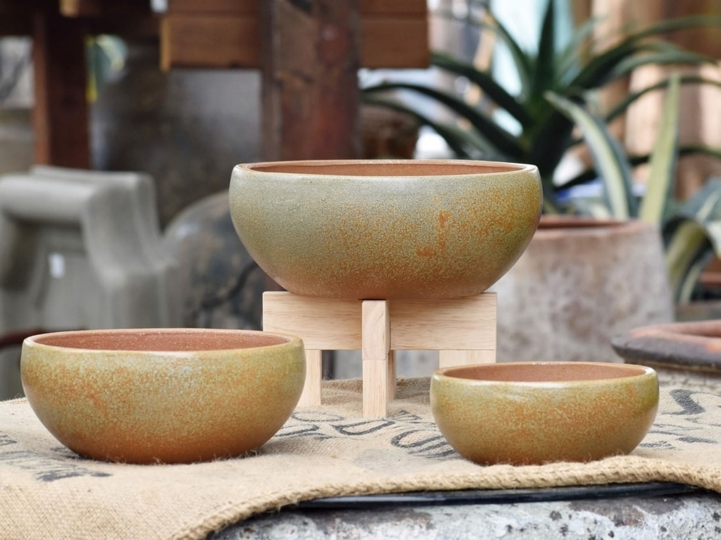 [PY-T1397RKC-S3-C2] CHERRY BLOSSOM BOWLS, RAKU CLAY, SET OF 3-10.5"X4.5", 9.0"X3.5", 7.0"X3.0", SOLD IN CASE OF 2