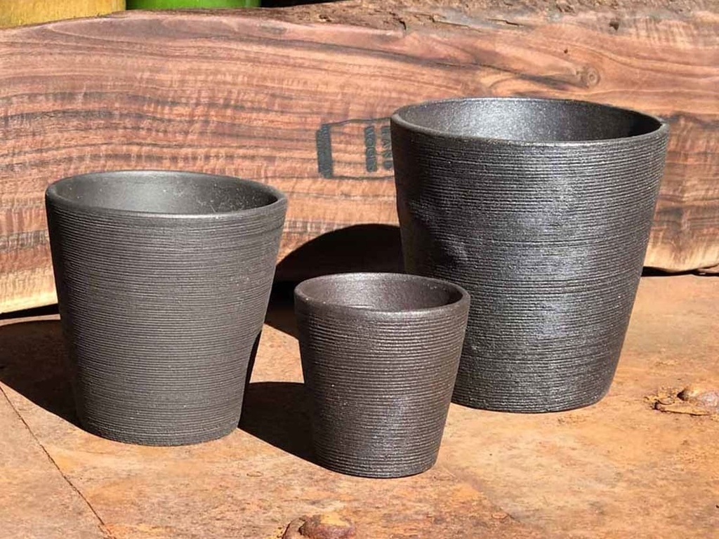 [PY-T1513EPC-S3-C4] TURN TABLE CUP, ESPRESSO CLAY, SET OF 3- 5.5"X5.5", 4.5"X4.5", 3.0"X3.0" (SOLD IN CASE OF 4)