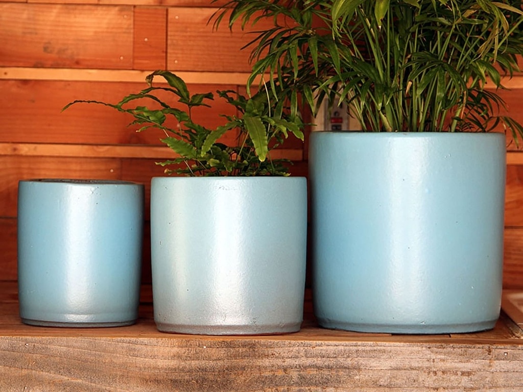 [PY-T5175LBL-S3] BEGONIA PLANTER, LIGHT BLUE ,SET OF 3 - 8.5"X8.5",6.5"X6.5",5.5X5.5,