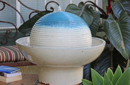 [PY-W5308MBL] CAMBRIA SPHERE FOUNTAIN, MARBLE, SPHERE: 19.5", BASE: 26.5" X12"