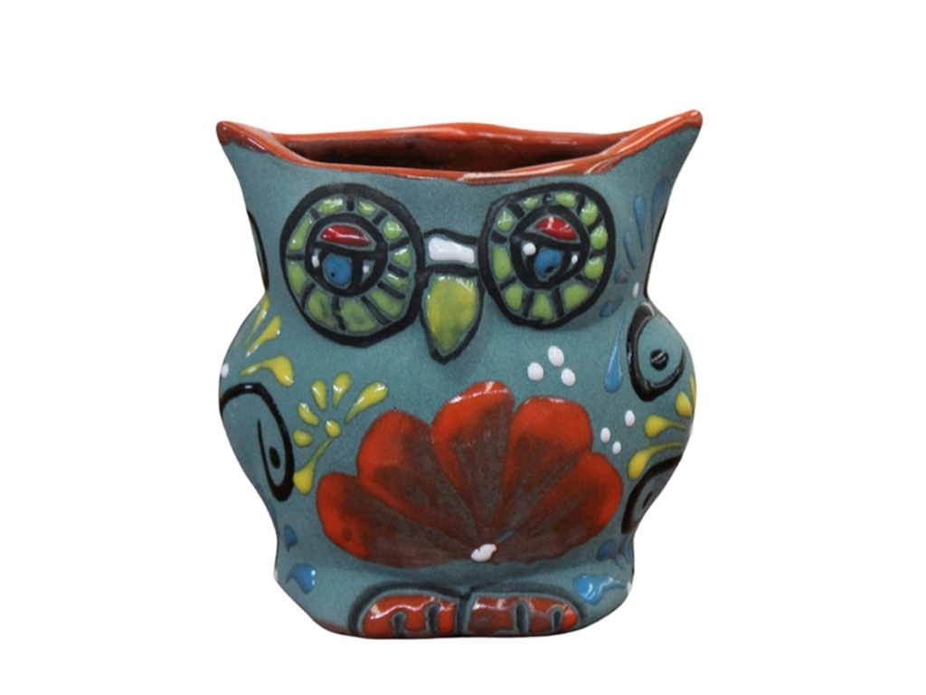 TALAVERA TIERRA LUZ, BÚHO MINI, 5"x4"x5.5"