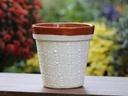 GARDEN VASE POT, LARGE, 7.5" x 8", CHRYSANTHEMUM WHITE, SOLD IN CASE OF 2