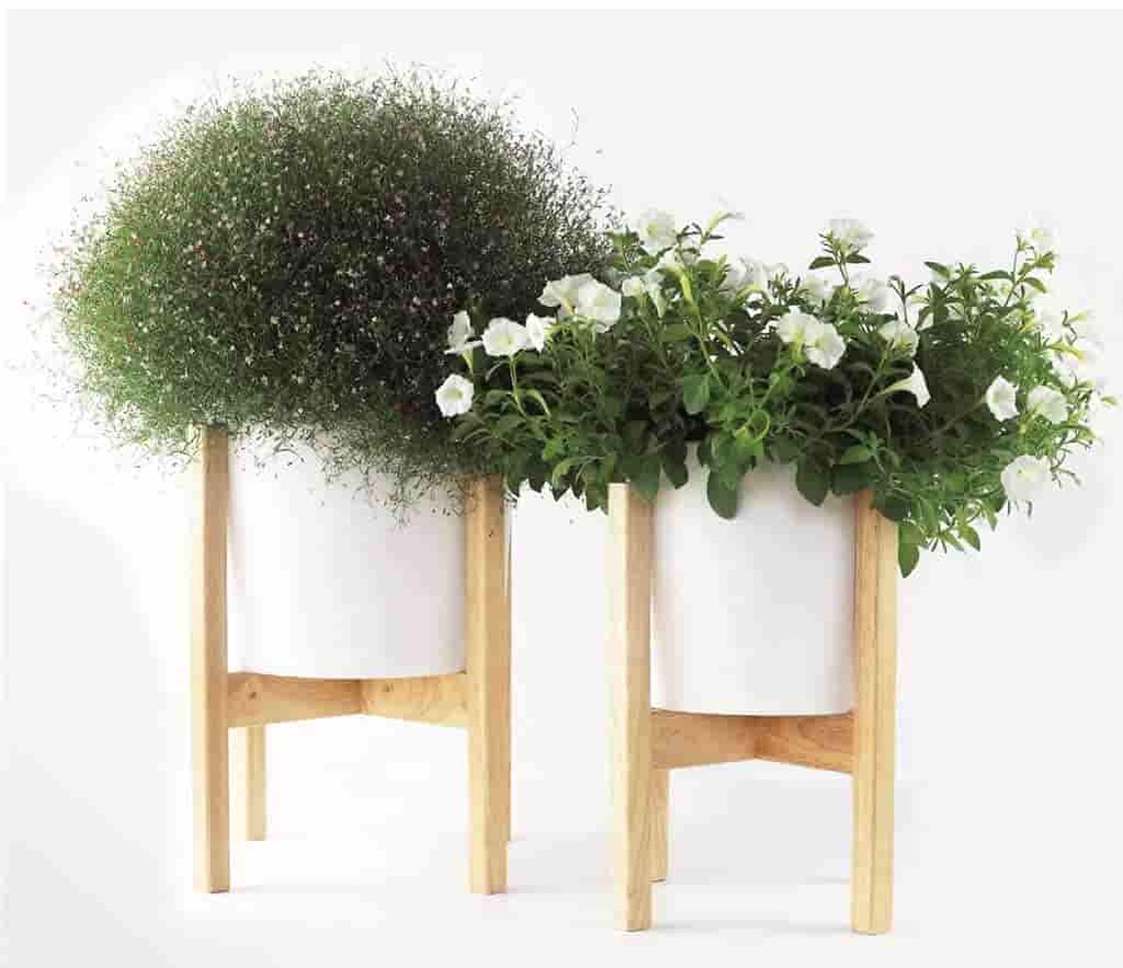 [AA-WSM01N-A-C2] WOOD STAND MID CENTURY 16.5"x16.0" (14 INCH POT), SOLD IN CASE OF 2