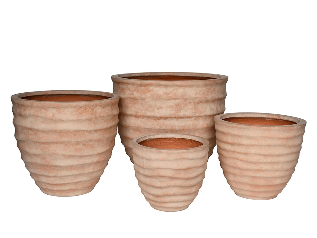 [FC-1050ITC-S4] HORIZONTAL WAVE PLANTER, ITALIAN TERRA COTTA, SET OF 4- 23.5"X21.5", 19.5"X17.5", 16.5"X14.0", 13.0"X11.5"