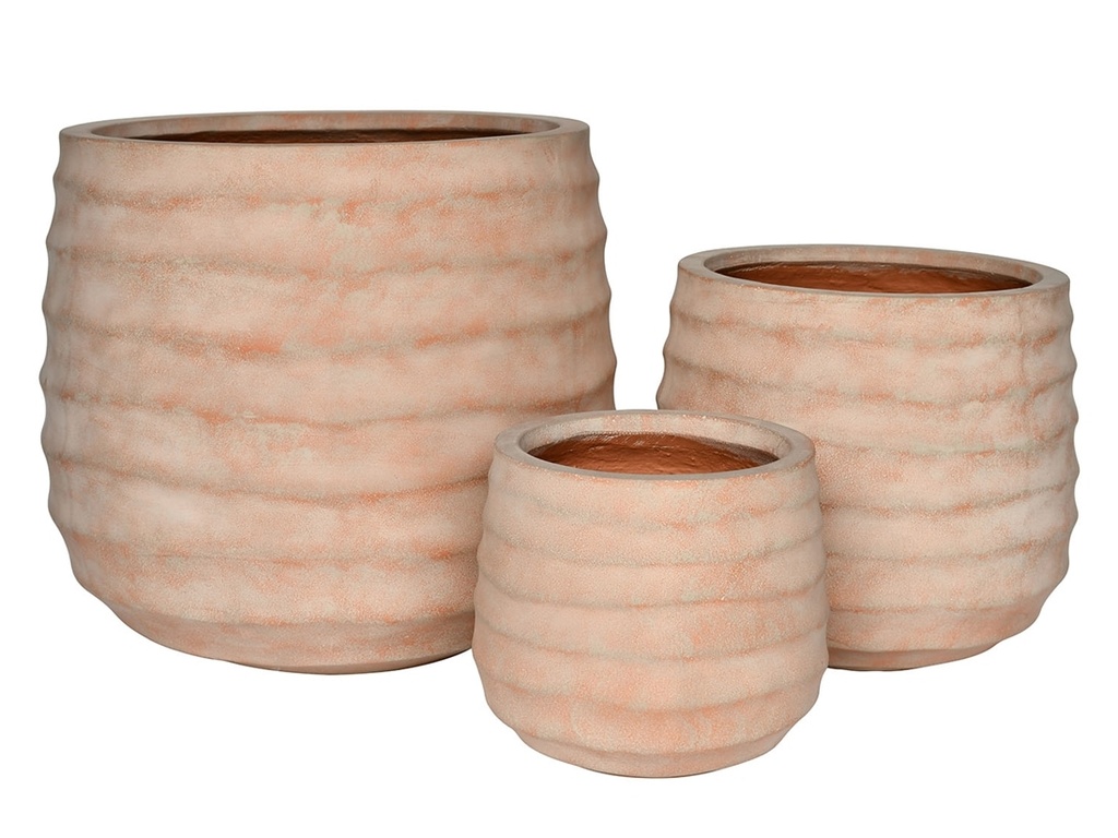 [FC-1051ITC-S3] HORIZONTAL WAVE URN, ITALIAN TERRA COTTA,  SET OF 3- 21.5"X19.0", 15.5"X14.0", 11.5"X10.0"