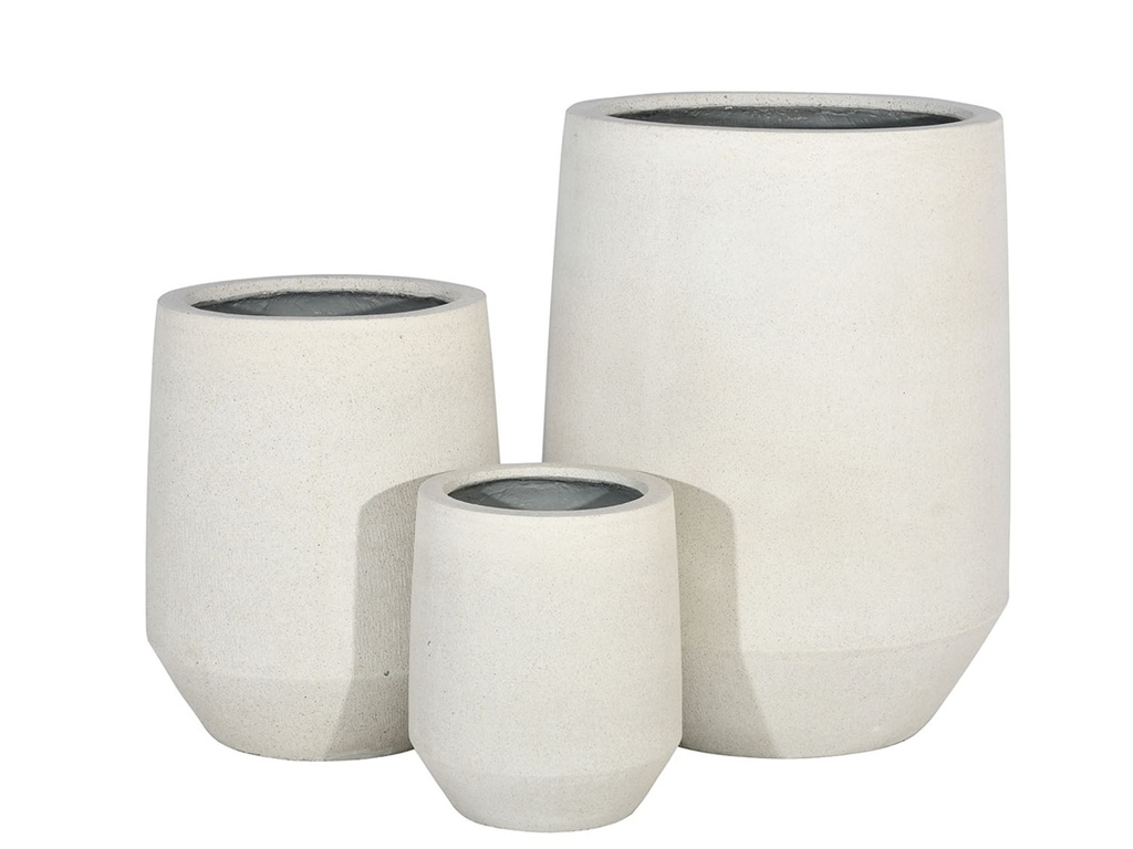[FC-1106WSD-S3] IVORY HEX PLANTER, WHITE SAND, SET OF 3- 21.0"X27.0", 15.5"X19.0", 11.0"X13.0"