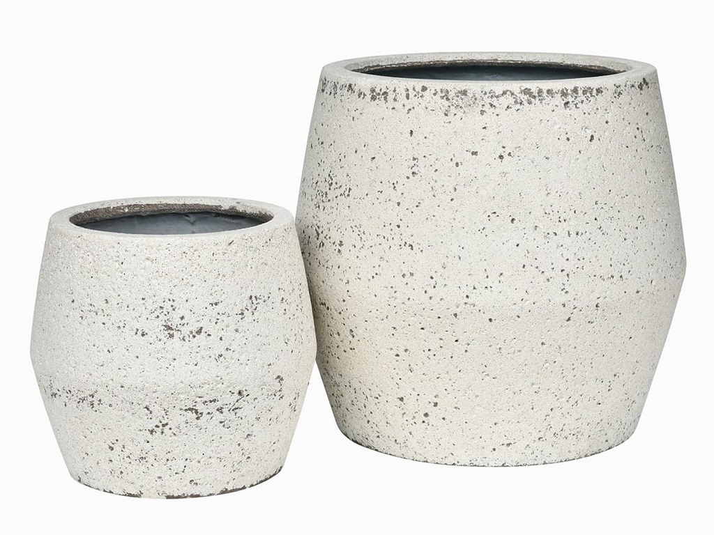 [FC-1108INS-S2] NORDIC FORM PLANTER, IVORY NATURAL STONE, SET OF 2- 21.0"X19.0", 14.0"X12.5"