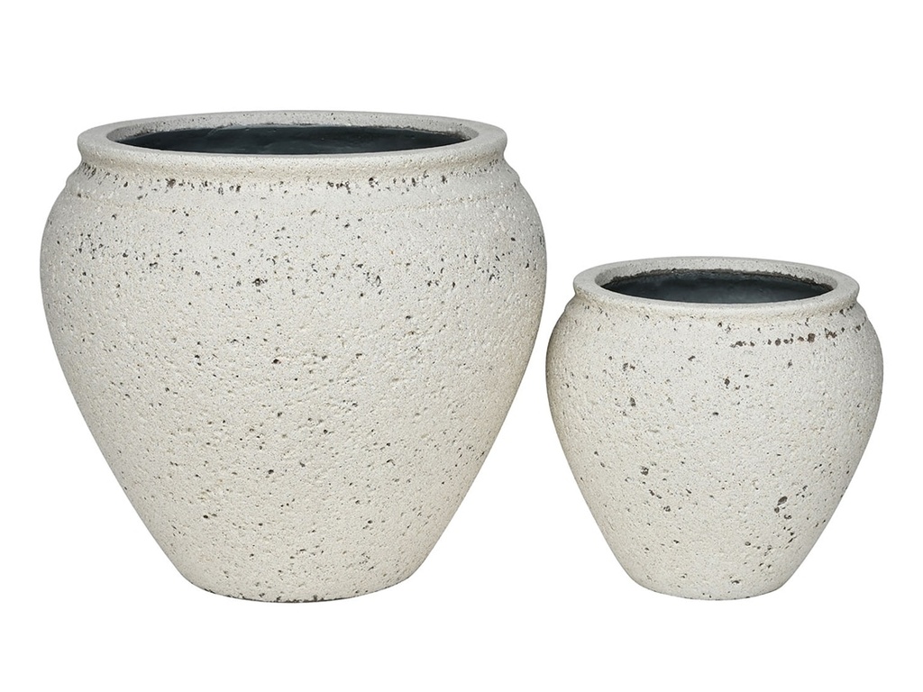 [FC-1201INS-S2] COLOSSAL PLANTER, IVORY NATURAL STONE, SET OF 2- 21.5"X19.0", 14.0"X13.0"
