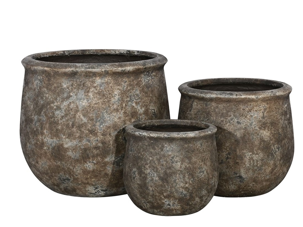 [FC-1207PTB-S3] TITAN PLANTER, PATINA BROWN, SET OF 3- 21.5"X19.0", 16.5"X15.0", 12.5"X11.0"