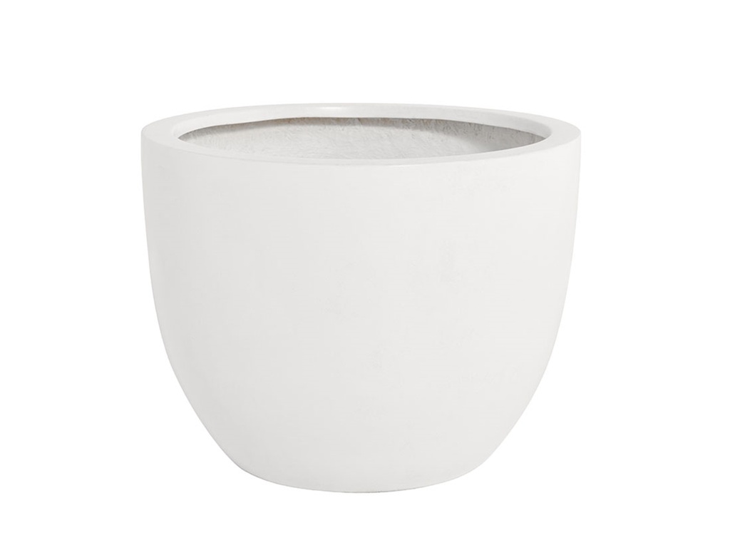 DEEP BOWL PLANTER,  WHITE POLY FIBER, SET OF 5-  43.5"x37.5", 35.5"x31.5", 27.5"x23.5", 19.5"x17.5", 15.5"x14"