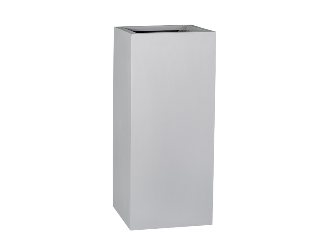 TALL SQUARE PLANTER LIGHT GREY POLY FIBERS SET OF 2- 15"x15"x31.5" 12"x12"x27" (AB)
