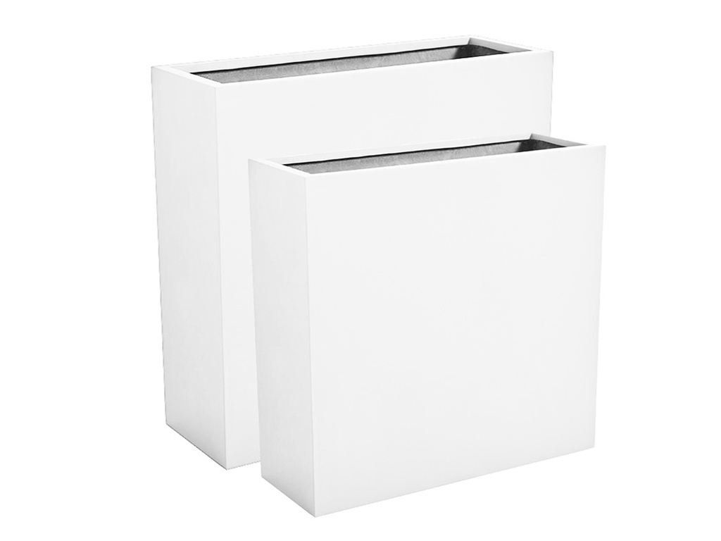 RECTANGULAR TALL PLANTER BOX WHITE POLY - RESIN POTS, SET OF 2- 42.5"x15.5"x40" 33"x12"x31.5"