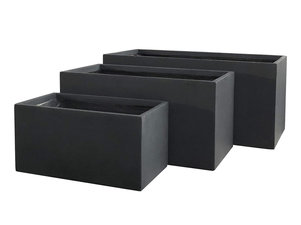 [FG-3005BLK-S3] RECTANGULAR PLANTER, BLACK, SET OF 3- 39.5"x19"x19", 31.5"x15"x15", 23.5"x12"x12"