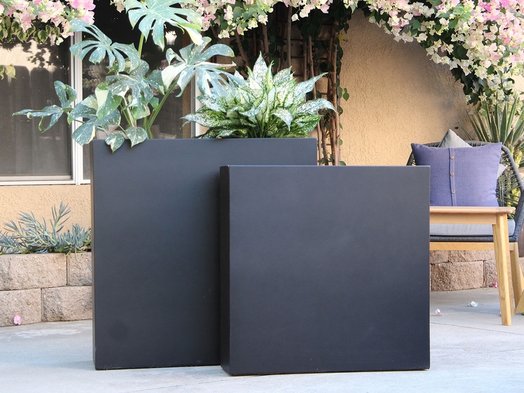 [FG-3006BLK-S2] WALL RECTANGULAR PLANTER, BLACK, SET OF 2- 31.5"x12.0"x31.5", 27.5"x 8.5"x 27.5"