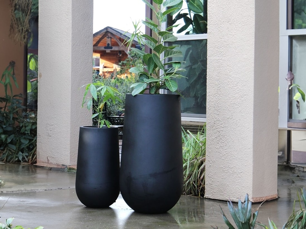 TALL TRUNK PLANTER, BLACK, SET OF 2- 21.5"X39.5", 15.5"X27.5"