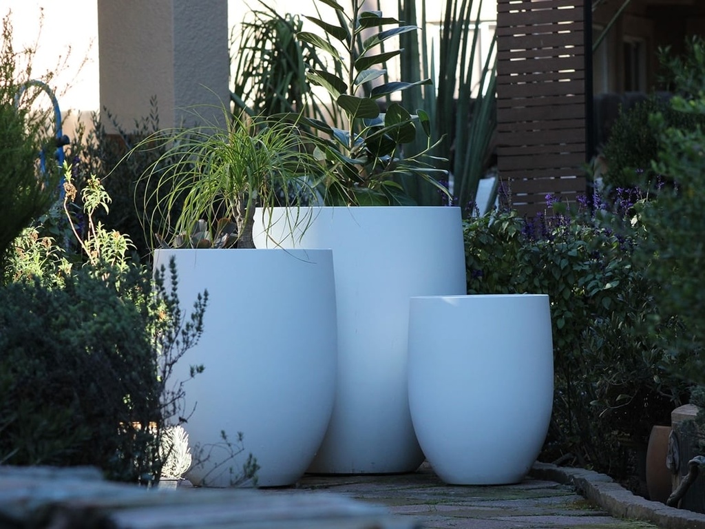 MILANO TALL PLANTER, PURE WHITE, SET OF 3- 26"X32", 20.5"X27", 16"X21.5"