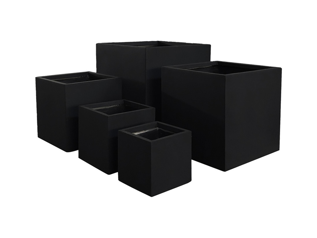 [FS-0001BLK-S5] CUBE FIBER PLANTER, BLACK, SET OF 5 - 24.0"x24.0", 20.0"x20.0", 16.0"x16.0", 12.0"x12.0", 10.0"x10.0"