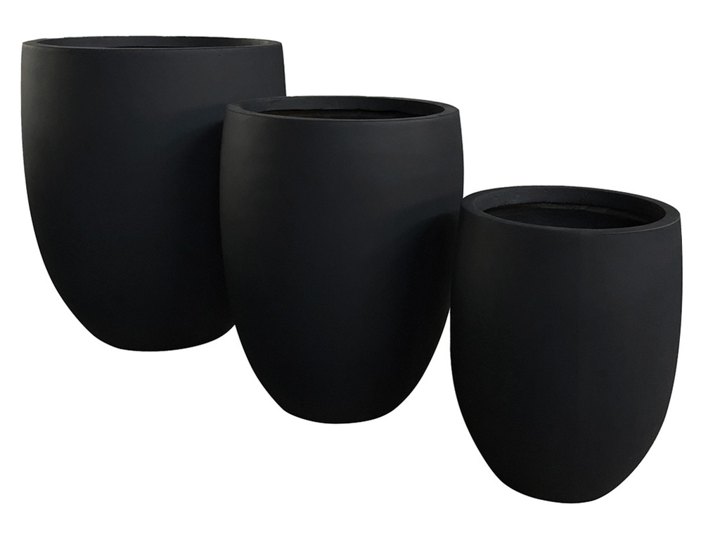 [FS-0066BLK-S3] MILANO TALL FIBER PLANTER, BLACK, SET OF 3 - 27.5"x32.0" 21.5"x27.0" 17.0"x21.5"
