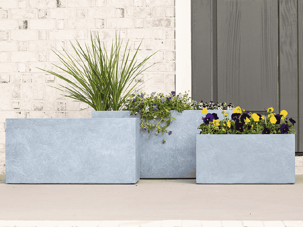 [FS-0147CLG-S3] RECTANGULAR FIBER PLANTER, DARK CONCRETE LIGHT GREY, SET OF 3 - 32.0" X 13.0" X 15.5", 24.0" X 10.5" X 12.0", 19.5"x7.5"x8.0", BCD
