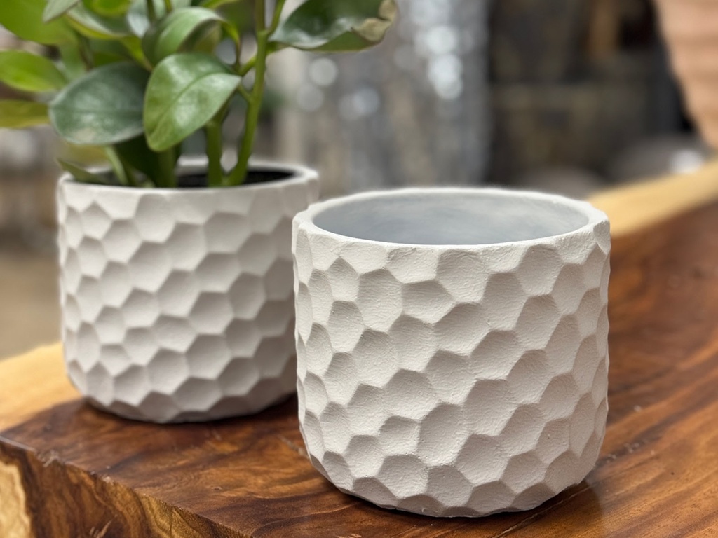 ART DÉCOR HONEY COMB PLANTER, CONCRETE LIGHT GREY, 4.5"X3.5" SOLD IN CASE OF 12