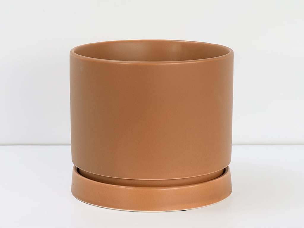 [IP-DA2560PUM-A-C4] CARMEL ATTACHED SAUCERS PLANTERS, PUMPKIN, 7.5"X6.5", CASE OF 4