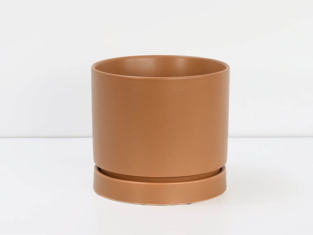 [IP-DA2560PUM-B-C6] CARMEL ATTACHED SAUCERS PLANTERS, PUMPKIN, 6.0"X5.5", CASE OF 6