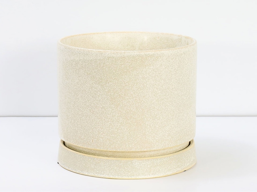 [IP-DA2560WDS-A-C4] CARMEL ATTACHED SAUCERS PLANTERS, WHITE DAISY, 7.5"X6.5", CASE OF 4