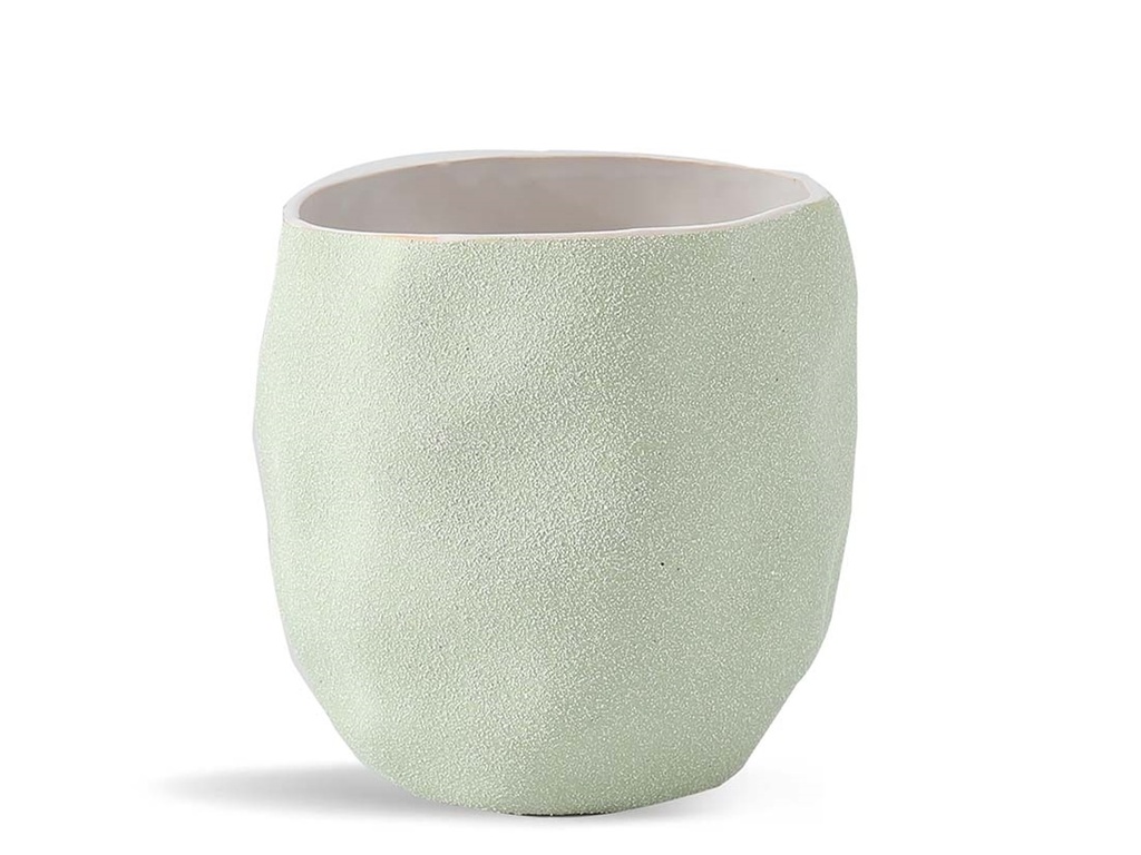 [IP-DG2294SSG-B-C4] HAND FORMED GROWER POT, SAND SAGE GREEN, 6.5"X6.5", CASE OF 4