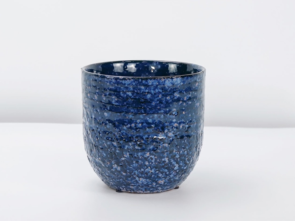 [IP-DG2374IDS-B-C8] PEBBLE BEACH PLANTER, INDIGO SPLASH, 4.5"X4.5", CASE OF 8