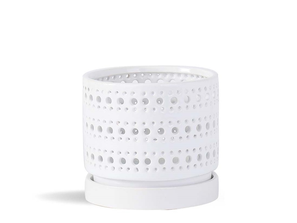 [IP-DO2360BWH-B-C6] MOON GATE ORCHI ORCHID PLANTER, BRIGHT WHITE, 6.0"X5.5", CASE OF 6