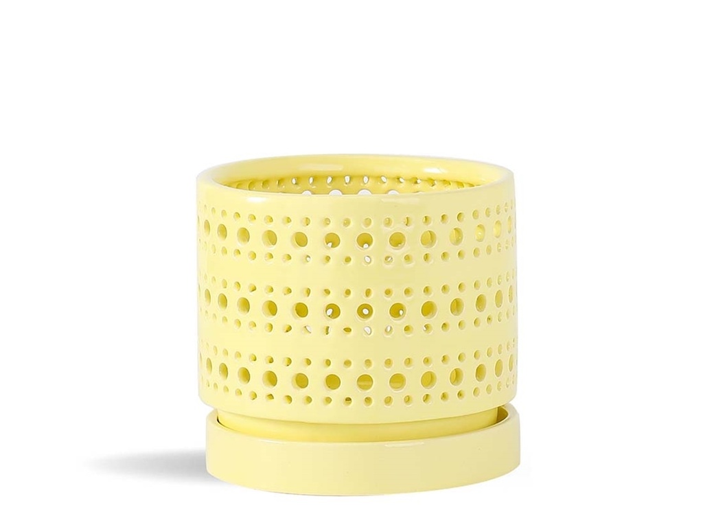 [IP-DO2360PYL-A-C4] MOON GATE ORCHI ORCHID PLANTER, PASTEL YELLOW, 7.5"x6.5", CASE OF 4