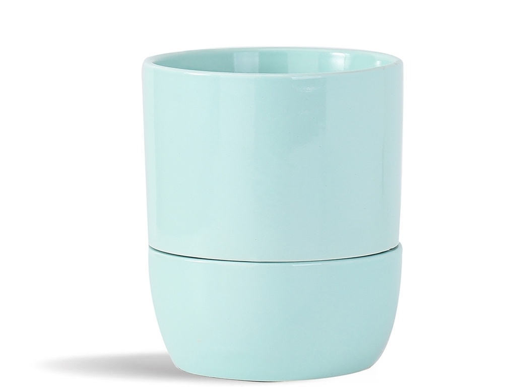 [IP-DS2292PLG-C-C6] URBAN DWELLER SELF-WATERING POT, PASTEL LIGHT GREEN, 5.0"X5.5", CASE OF 6