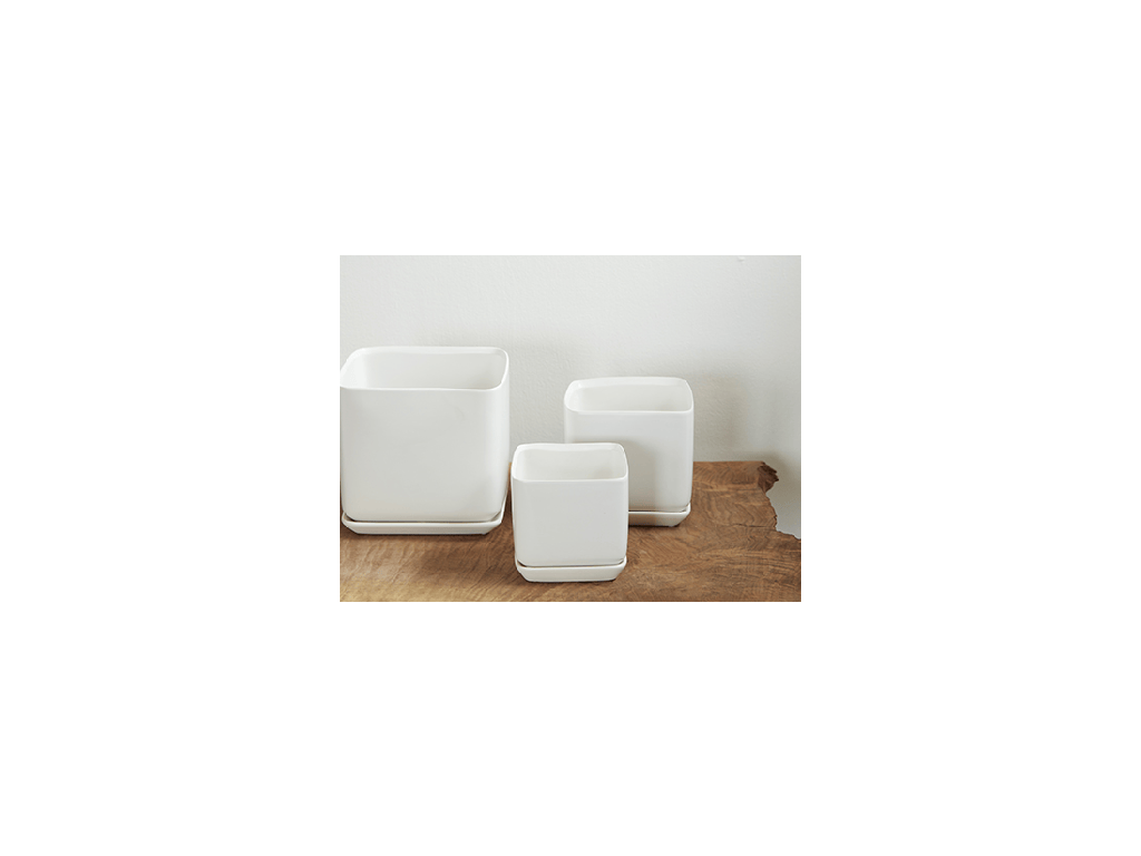 [IP-MA2011MWH-C6] CUBE WITH ATTACHED SAUCER, MATTE WHITE, 5.5"X5.0", SOLD IN CASE OF 6
