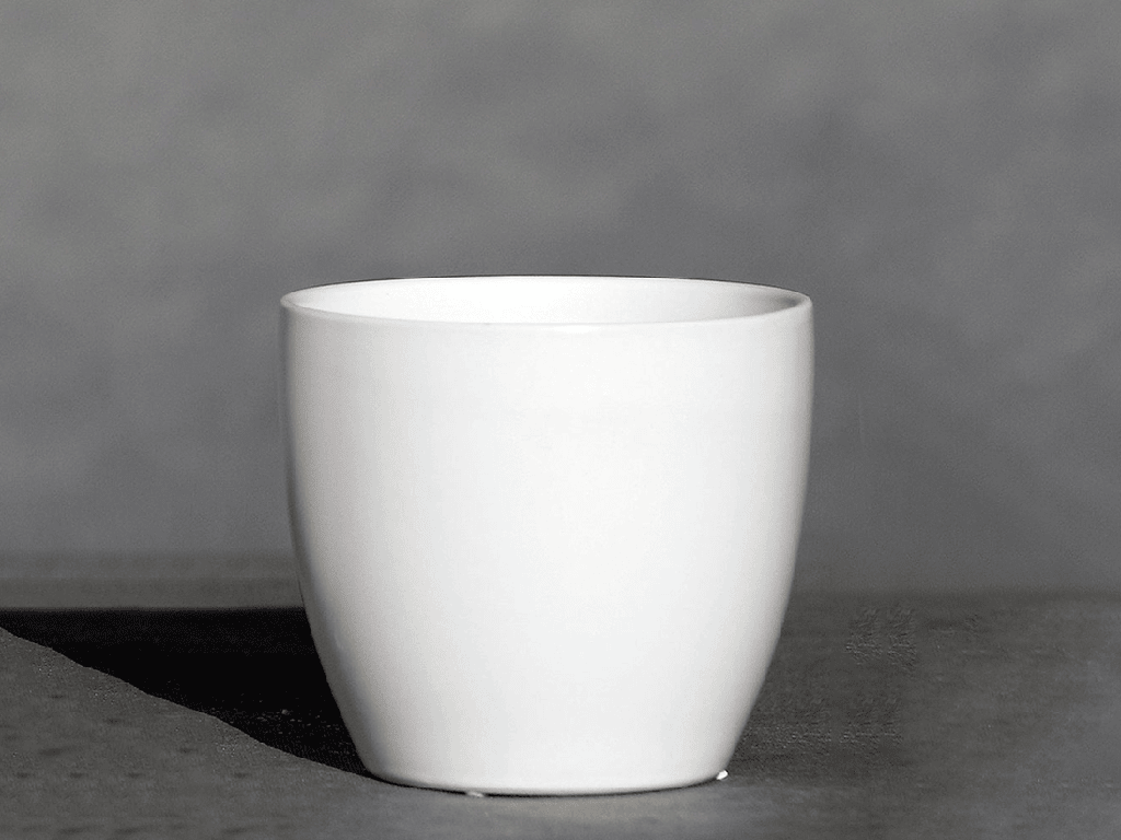 [IP-MC2020MWH-C12] PEACE LILY CACHE POT, MATTE WHITE, 5.5"X4.5", SOLD IN CASE OF 12