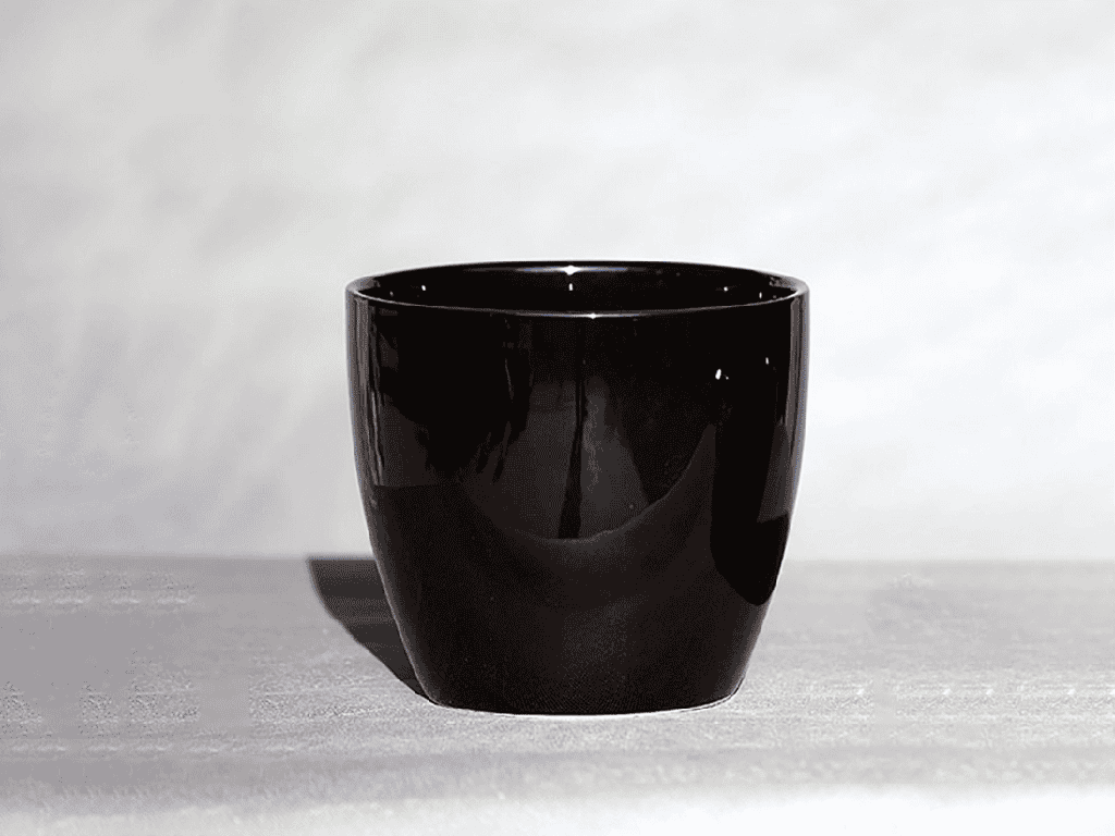 [IP-MC2023GBK-C2] PEACE LILY CACHE POT, GLOSSY BLACK, 8.5"X7.5",SOLD IN CASE OF 2