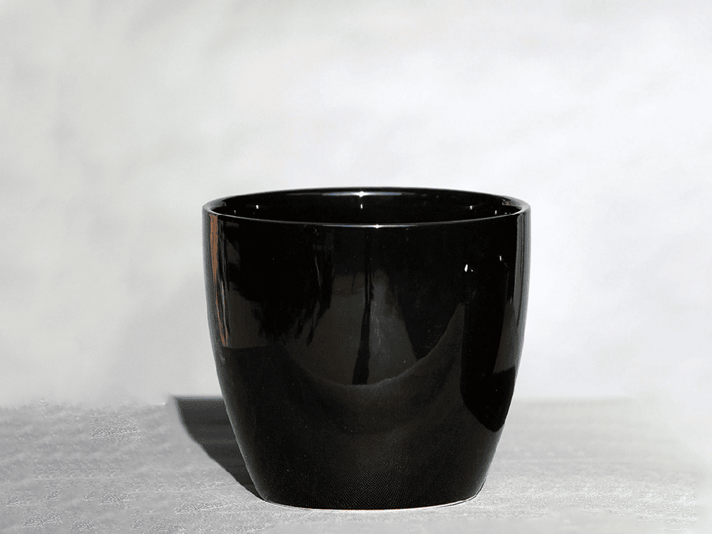 [IP-MC2024GBK-C2] PEACE LILY CACHE POT, GLOSSY BLACK, 10.0"X8.5", SOLD IN CASE OF 2