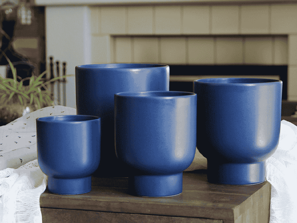 [IP-MC2030MCB-C12] MONSTERA CACHE POT, MATTE CLASSIC BLUE, 4.5"X5.0", SOLD IN CASE OF 12