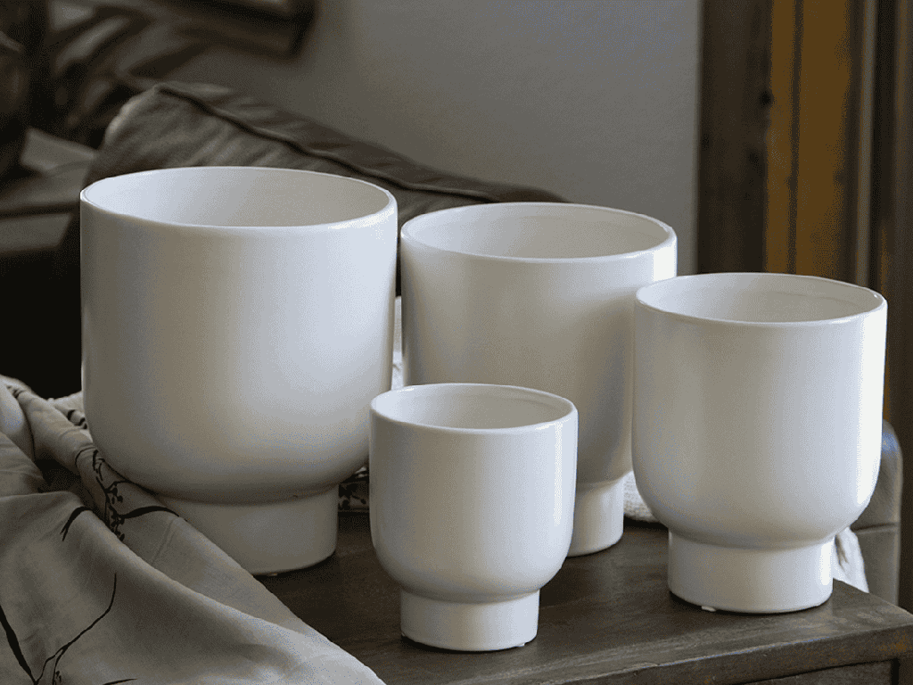 [IP-MC2031MWH-C9] MONSTERA CACHE POT, MATTE WHITE, 5.5"X7.0" , SOLD IN CASE OF 9