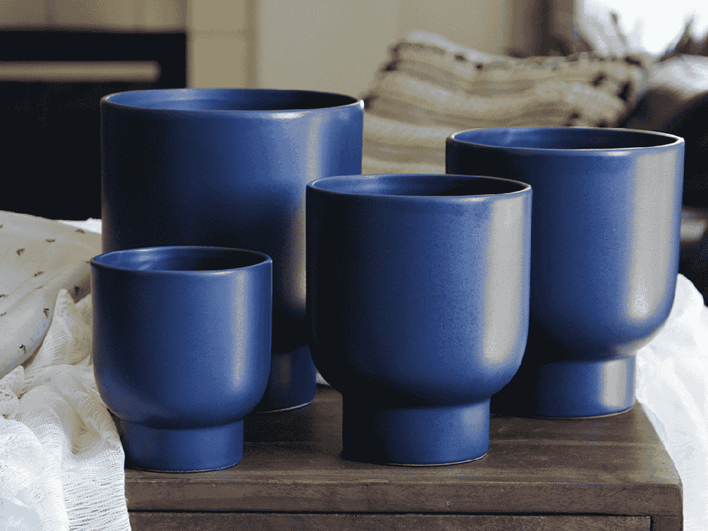 [IP-MC2033MCB-C6] MONSTERA CACHE POT, MATTE CLASSIC BLUE, 7.0"X8.0", SOLD IN CASE OF 6